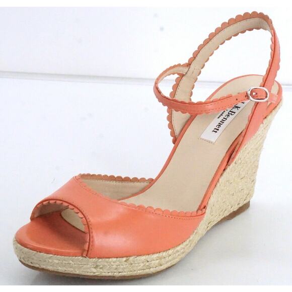 LK Bennett Seve Pink Leather Platform Wedge Heel Sandals